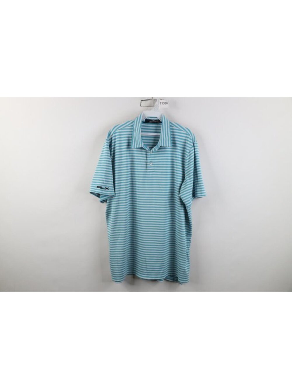 Ralph Lauren RLX Collared Golf Polo Shirt Mes Size XL Blue Striped Short Sleeve